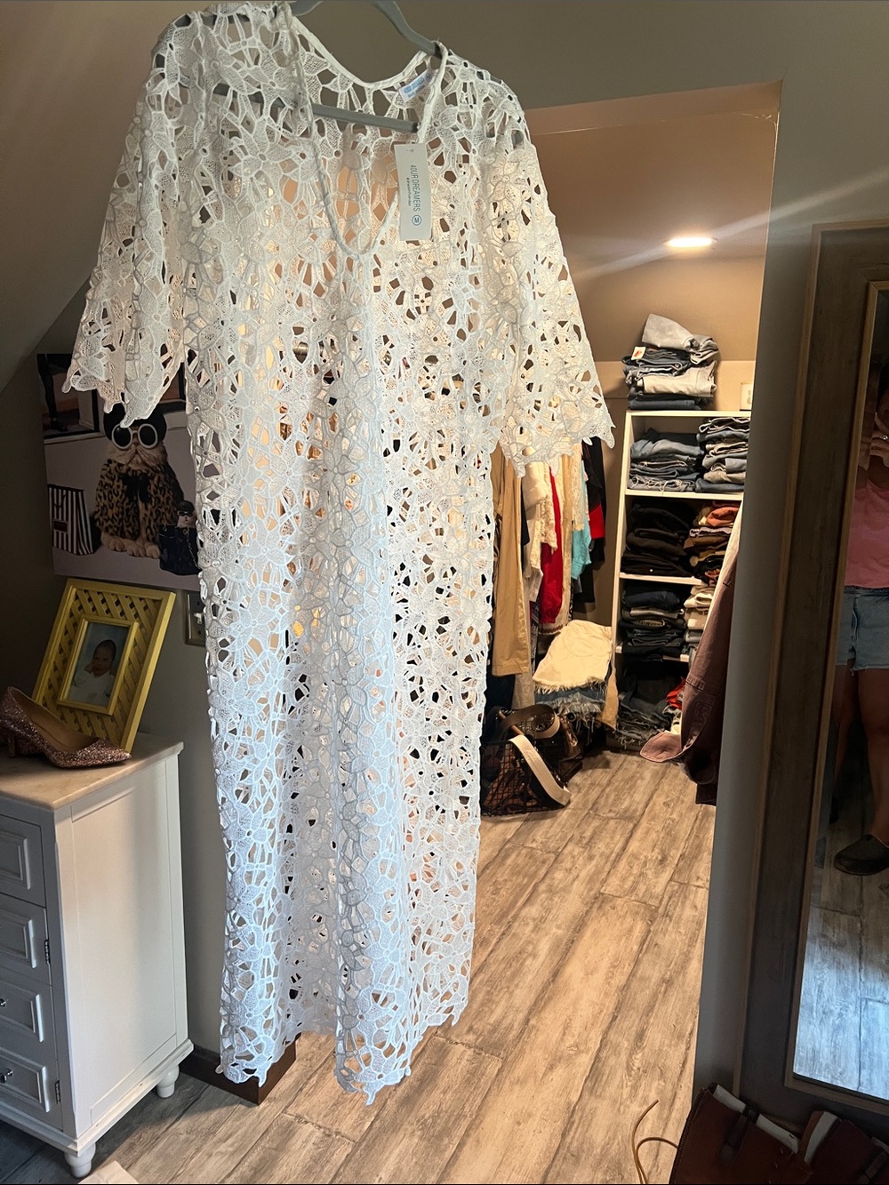 Dreamers White Crochet Lace Beach Cover-Up